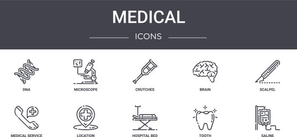 医疗概念线图标集包含图标图片下载