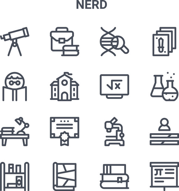 设置16个呆子概念线图标64x64薄图片下载