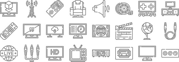 电视线图标线性集质量线集图片下载