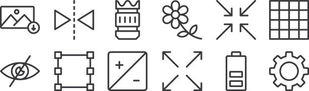 12组线性摄影图标细轮廓图片下载