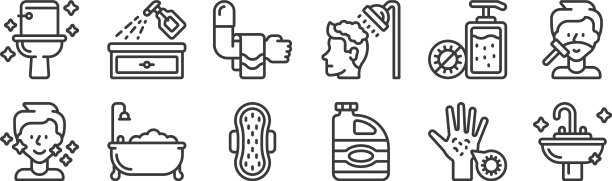 12设置线性卫生图标细轮廓图标图片下载
