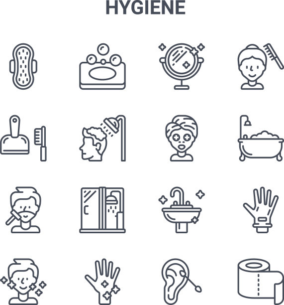 设置16个卫生概念线图标64x64薄图片下载