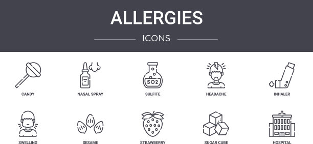 过敏概念线图标集包含图标图片下载