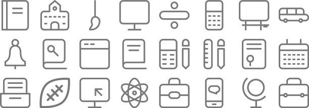 学校教育线图标线性设置质量图片下载