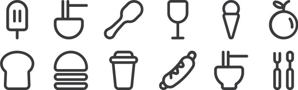 12设置线性食物图标瘦削轮廓图标图片下载