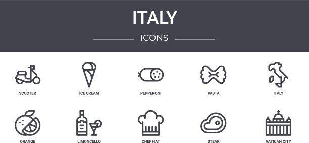 意大利概念线图标集包含图标图片下载