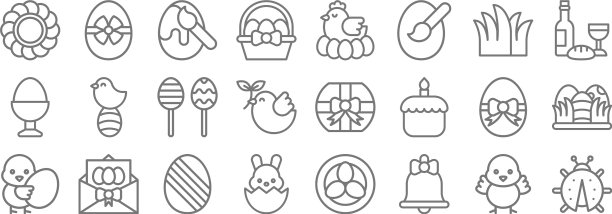 复活节线图标线性集质量线集图片下载