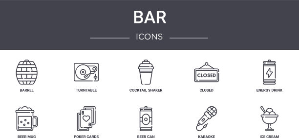 栏概念线图标集包含图标可用图片下载