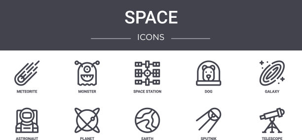 空间概念线图标集包含图标图片下载