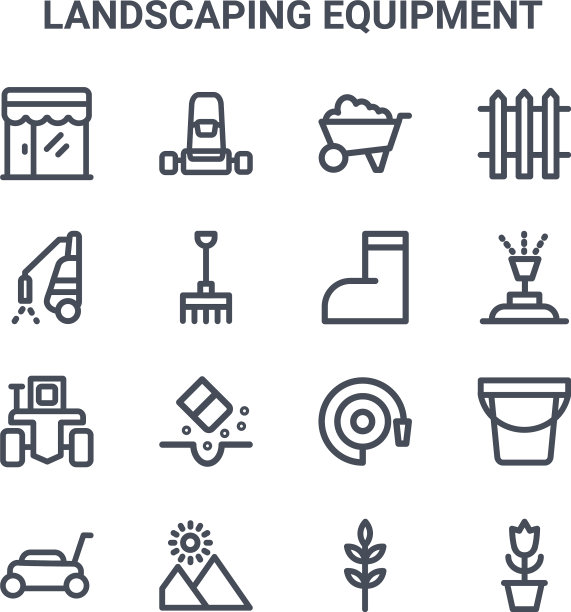 设置16个景观美化设备概念线图片下载