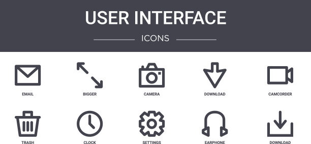 用户界面概念线图标集包含图片下载