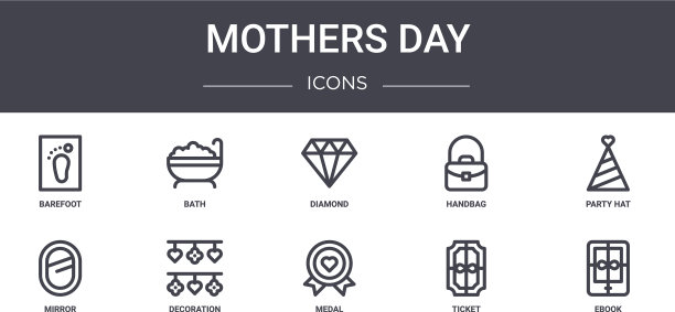 母亲节概念线图标集包含图标图片下载