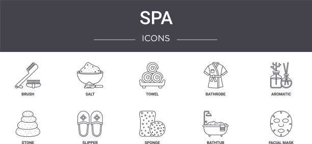 水疗概念线图标集包含图标可用图片下载