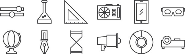 12设置线性学校图标细轮廓图标图片下载