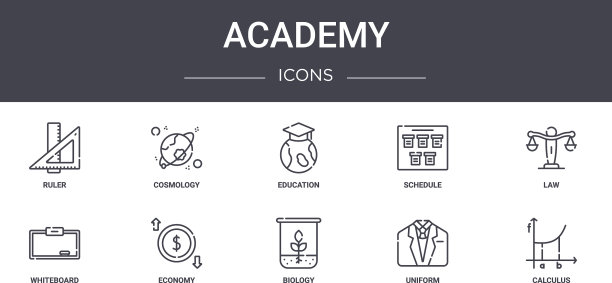 学院概念线图标集包含图标图片下载