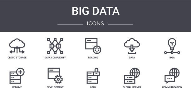 大数据概念线图标集包含图标图片下载