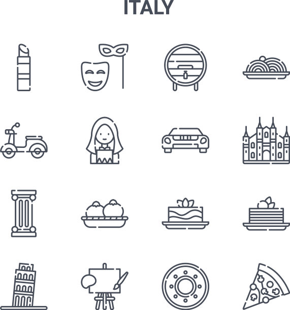 设置16个意大利概念线图标64x64薄图片下载