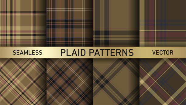 无缝矢量格子图案。一套8格子背景。时尚的几何设计的织物，纺织品，包装等。图片下载