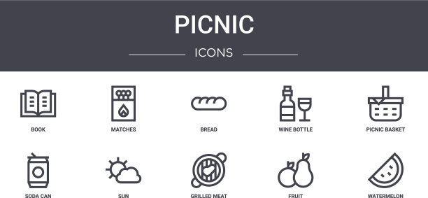 野餐概念线图标集包含图标图片下载