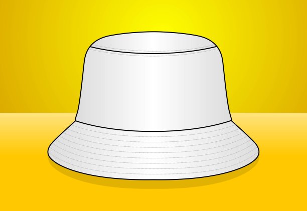 空白白色桶帽隔离模板上的黄色背景矢量图片下载