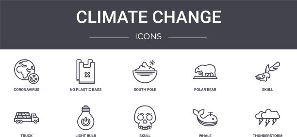 气候变化概念线图标集包含图片下载