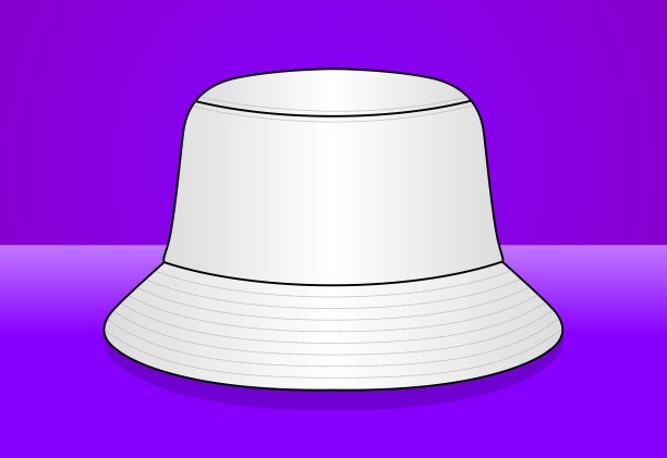 空白白色桶帽隔离模板上紫色背景矢量图片下载