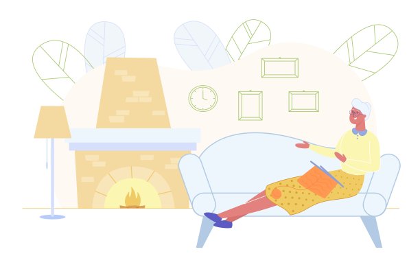 奶奶在家享受针织休闲时光图片下载