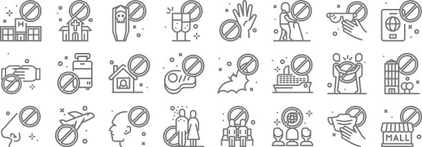 病毒限制行图标线性集质量图片下载