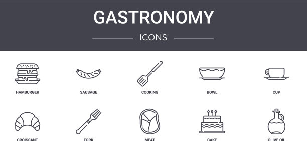 美食概念线图标集包含图标图片下载