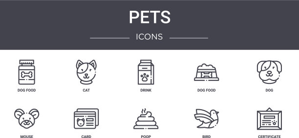 宠物概念线图标集包含图标可用图片下载