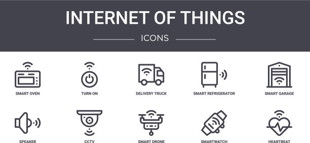 互联网物联网概念线图标集图片下载