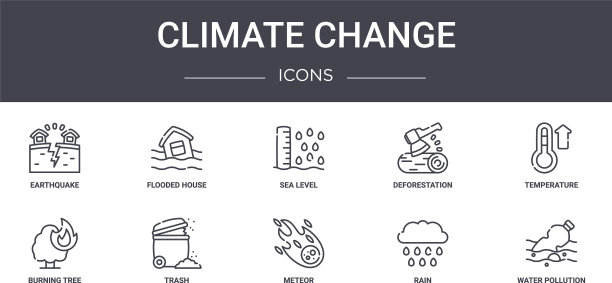 气候变化概念线图标集包含图片下载