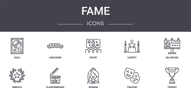 名利概念线图标集包含图标可用图片下载