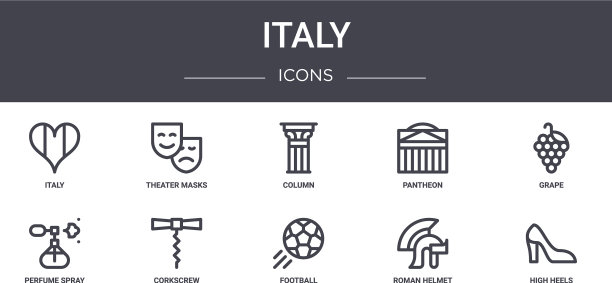 意大利概念线图标集包含图标图片下载