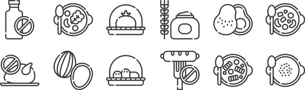 12集线性素食图标瘦身轮廓图片下载