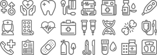 医疗工具线图标线性设置质量线图片下载