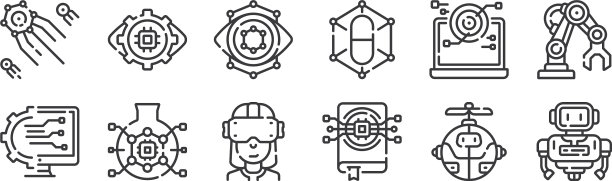 12设置线性机器人图标细轮廓图片下载