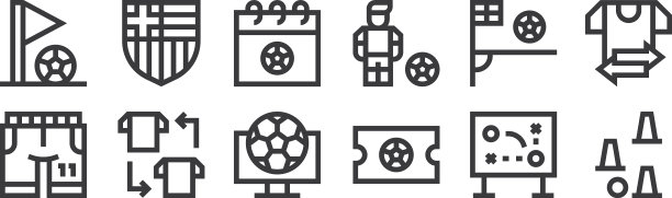 12设置线性足球图标细轮廓图标图片下载