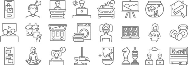 待在家里隔离线图标线性设置图片下载