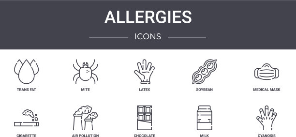过敏概念线图标集包含图标图片下载