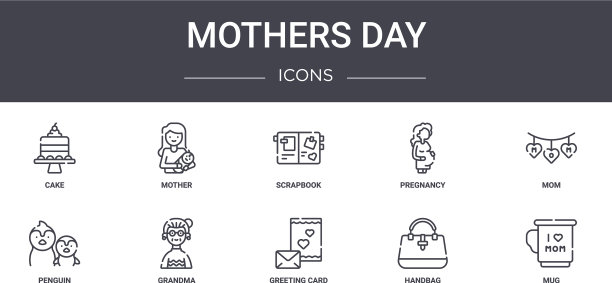 母亲节概念线图标集包含图标图片下载