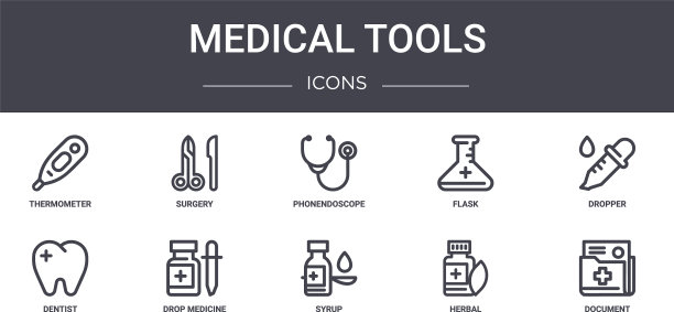 医疗工具概念线图标集包含图片下载