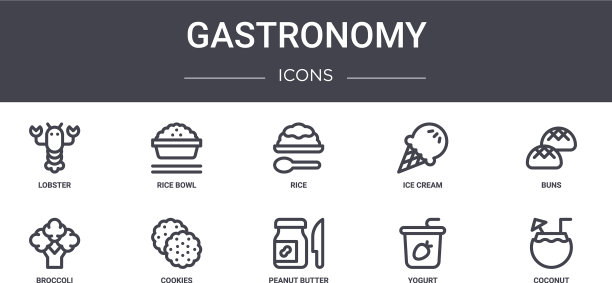 美食概念线图标集包含图标图片下载
