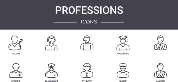 专业概念线图标集包含图标图片下载