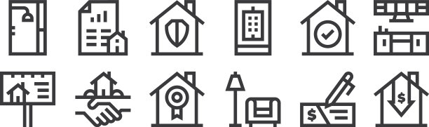 12设置线性不动产图标细轮廓图片下载