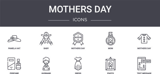 母亲节概念线图标集包含图标图片下载