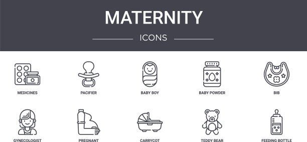 孕妇概念线图标集包含图标图片下载