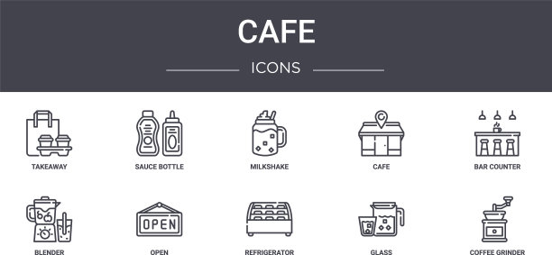 咖啡概念线图标集包含图标可用图片下载