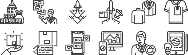 12设置线性品牌图标细轮廓图片下载