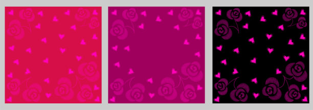 设置情人节背景。绣花，心。玫瑰和荨麻的组成。图片下载